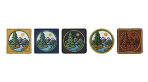 Different types of custom patches including embroidered woven PVC and chenille